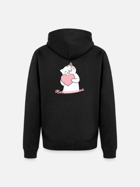 Katzenmama Herzliebe - Unisex Premium Bio Zip Hoodie - Schwarz