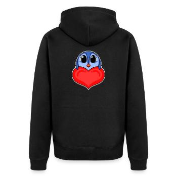 Penguin with Heart - Love Romantic - Unisex Premium Organic Zip Hoodie - black - Back - Nico (187cm)