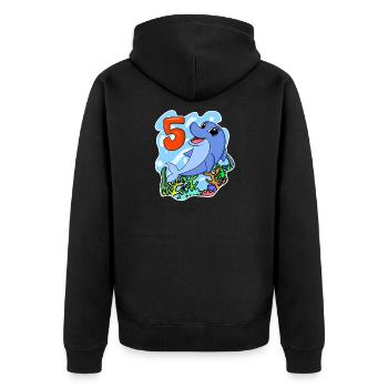 5 Jahre alt - 5. Geburtstag mit Tier Motiv - Unisex Premium Bio Zip Hoodie - Schwarz - Hinten - Nico (187cm)