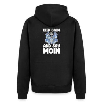 Mer du Nord Dicton bas allemand Moin - Veste à capuche bio Premium Unisexe - noir - Dos - Nico (187cm)