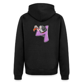 4 Jahre alt - 4. Geburtstag mit Tier Motiv - Unisex Premium Bio Zip Hoodie - Schwarz - Hinten - Nico (187cm)