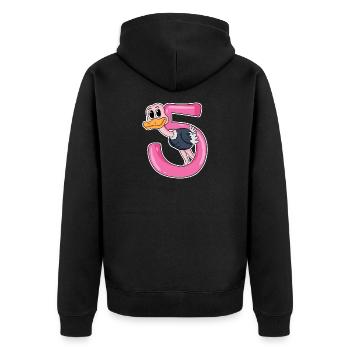 5 Jahre alt - 5. Geburtstag mit Tier Motiv - Unisex Premium Bio Zip Hoodie - Schwarz - Hinten - Nico (187cm)