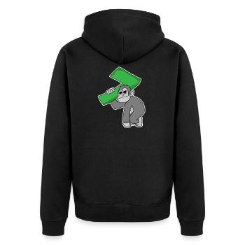 7 Jahre alt - 7. Geburtstag - Unisex Premium Bio Zip Hoodie - Schwarz - Hinten - Nico (187cm)