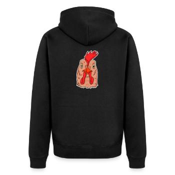 Huhn Kopf - Unisex Premium Bio Zip Hoodie - Schwarz - Hinten - Nico (187cm)