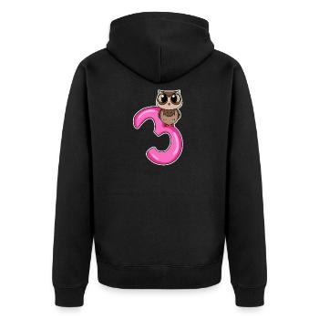 3 Jahre alt - 3. Geburtstag mit Tier Motiv - Unisex Premium Bio Zip Hoodie - Schwarz - Hinten - Nico (187cm)