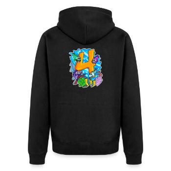 4 Jahre alt - 4. Geburtstag mit Tier Motiv - Unisex Premium Bio Zip Hoodie - Schwarz - Hinten - Nico (187cm)