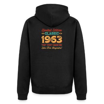 Limited Edition Classic 1963 60th Birthday gift - Unisex Premium Organic Zip Hoodie - black - Back - Nico (187cm)
