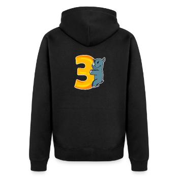 3 Jahre alt - 3. Geburtstag mit Tier Motiv - Unisex Premium Bio Zip Hoodie - Schwarz - Hinten - Nico (187cm)
