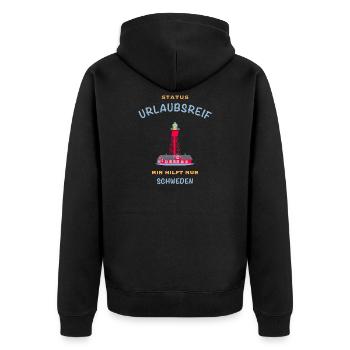 Schweden, Leuchtturm Pater Noster, Urlaubsreif - Unisex Premium Bio Zip Hoodie - Schwarz - Hinten - Nico (187cm)