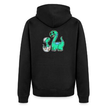 Dinosaurier mit Baby Dinosaurier Familie - Unisex Premium Bio Zip Hoodie - Schwarz - Hinten - Nico (187cm)
