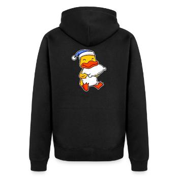 Canard avec oreiller et bonnet de couchage - Veste à capuche bio Premium Unisexe - noir - Dos - Nico (187cm)