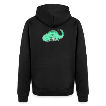 Dinosaure avec bébé dinosaure - Veste à capuche bio Premium Unisexe - noir - Dos - Nico (187cm)