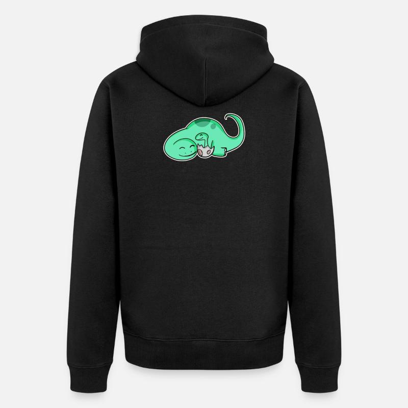Dinosaure avec bébé dinosaure - Veste à capuche bio Premium Unisexe - noir