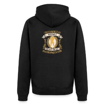 Biathlon Langlaufski Biathlet Wintersport Geschenk - Unisex Premium Bio Zip Hoodie - Schwarz - Hinten - Nico (187cm)
