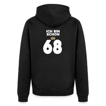 68. Geburtstag Geschenk - 68 Jahre mit Krone - Unisex Premium Bio Zip Hoodie - Schwarz - Hinten - Nico (187cm)