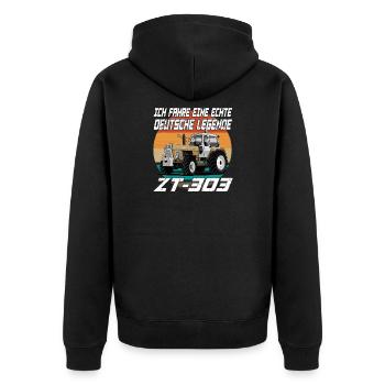 Deutsche Traktor Legende ZT303 - Unisex Premium Bio Zip Hoodie - Schwarz - Hinten - Nico (187cm)