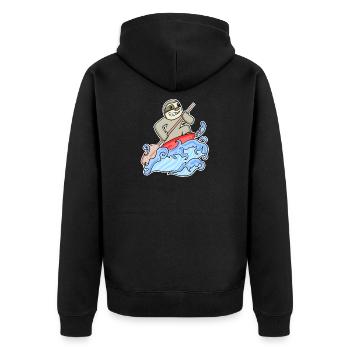 Stand Up Paddling Faultier - Unisex Premium Bio Zip Hoodie - Schwarz - Hinten - Nico (187cm)