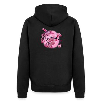 Japanese Cherry Blossom Art - Unisex Premium Organic Zip Hoodie - black - Back - Nico (187cm)