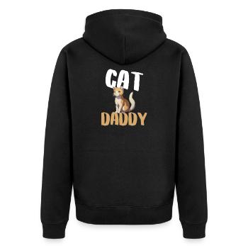 Katzenpapa fette Illustration - Unisex Premium Bio Zip Hoodie - Schwarz - Hinten - Nico (187cm)