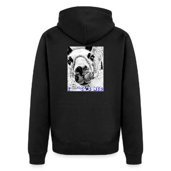 ALPAKA, i packs ned, ich packe das nicht, Wortwitz - Unisex Premium Bio Zip Hoodie - Schwarz - Hinten - Nico (187cm)