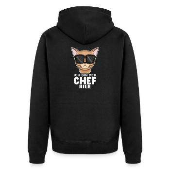 coole Katze - Abessinierkatze Katze Spruch - Unisex Premium Bio Zip Hoodie - Schwarz - Hinten - Nico (187cm)