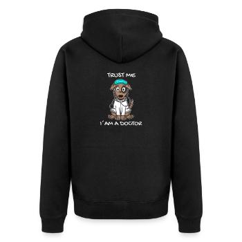 Tier Tierarzt Tiermedizin Geschenk - Unisex Premium Bio Zip Hoodie - Schwarz - Hinten - Nico (187cm)