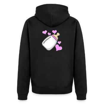 Tochter Milchflasche Mädchen Schwanger Geburt - Unisex Premium Bio Zip Hoodie - Schwarz - Hinten - Nico (187cm)