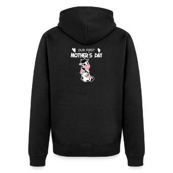 Muttertag - erster Muttertag Geschenk - Unisex Premium Bio Zip Hoodie - Schwarz - Hinten - Nico (187cm)