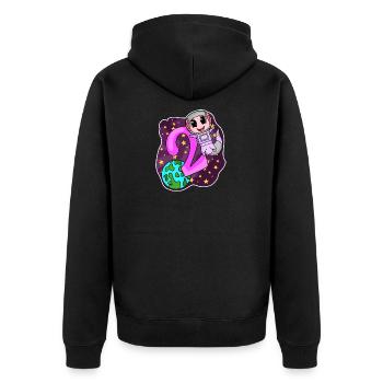 2nd Birthday - 2 Years Astronaut Girl Gift - Unisex Premium Organic Zip Hoodie - black - Back - Nico (187cm)