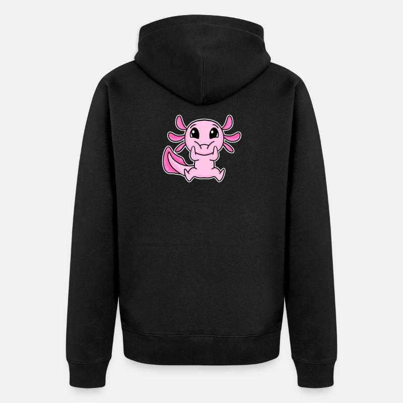 Motif Axolotl mignon - Veste à capuche bio Premium Unisexe - noir