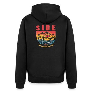 Side Turkey palm tree design - Unisex Premium Organic Zip Hoodie - black - Back - Nico (187cm)