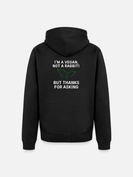 Vegan, kein Kaninchen-Tee - Unisex Premium Bio Zip Hoodie - Schwarz