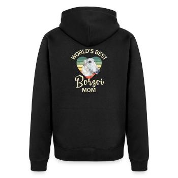 Hund Barsoi - Unisex Premium Bio Zip Hoodie - Schwarz - Hinten - Nico (187cm)