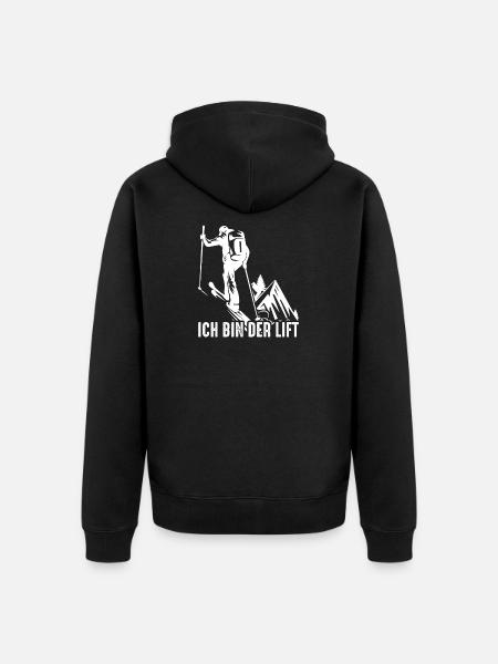 Ich bin der Lift – Skitour Spruch - Unisex Premium Bio Zip Hoodie - Schwarz