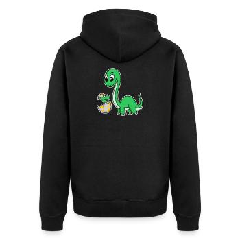 Dinosaurier mit Baby Dinosaurier Familie - Unisex Premium Bio Zip Hoodie - Schwarz - Hinten - Nico (187cm)