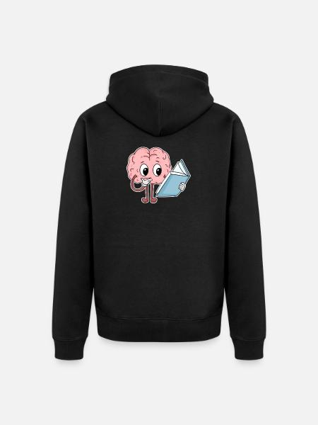 Reading Brain Funny Book Books - Unisex Premium Organic Zip Hoodie - black