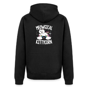 Meowgical kittycorn - Unisex Premium Bio Zip Hoodie - Schwarz - Hinten - Nico (187cm)