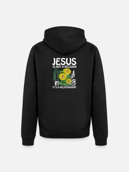 Jesus is not a religion it s a relationship - Unisex Premium Bio Zip Hoodie - Schwarz