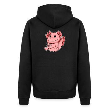 Axolotl Family - Axolotl with Baby - Axolotl Motif - Unisex Premium Organic Zip Hoodie - black - Back - Nico (187cm)