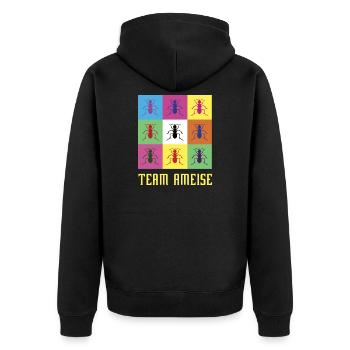 Team Ameise - Unisex Premium Bio Zip Hoodie - Schwarz - Hinten - Nico (187cm)
