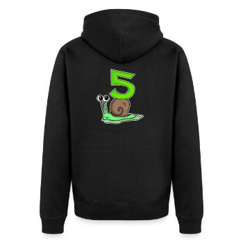 5 Jahre alt - 5. Geburtstag mit Tier Motiv - Unisex Premium Bio Zip Hoodie - Schwarz - Hinten - Nico (187cm)