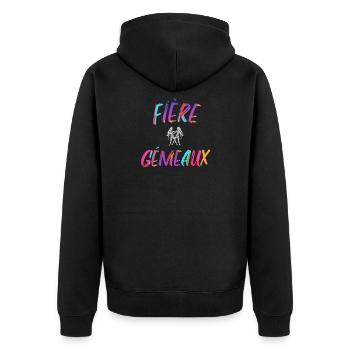 Fière gémeaux cadeau gémeaux signe zodiaque humour - Veste à capuche bio Premium Unisexe - noir - Dos - Nico (187cm)