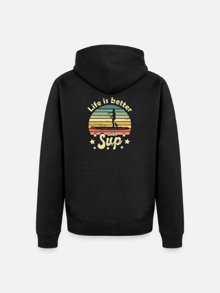 Stehpaddeln Stand Up Paddling - Unisex Premium Bio Zip Hoodie - Schwarz