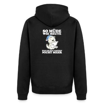 Müde Spruch lustig Schlafen Ausschlafen Faul - Unisex Premium Bio Zip Hoodie - Schwarz - Hinten - Nico (187cm)