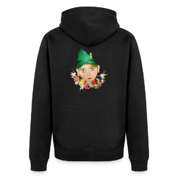Der Seppel oder auch Seppl als Puppen Porträt - Unisex Premium Bio Zip Hoodie - Schwarz - Hinten - Nico (187cm)