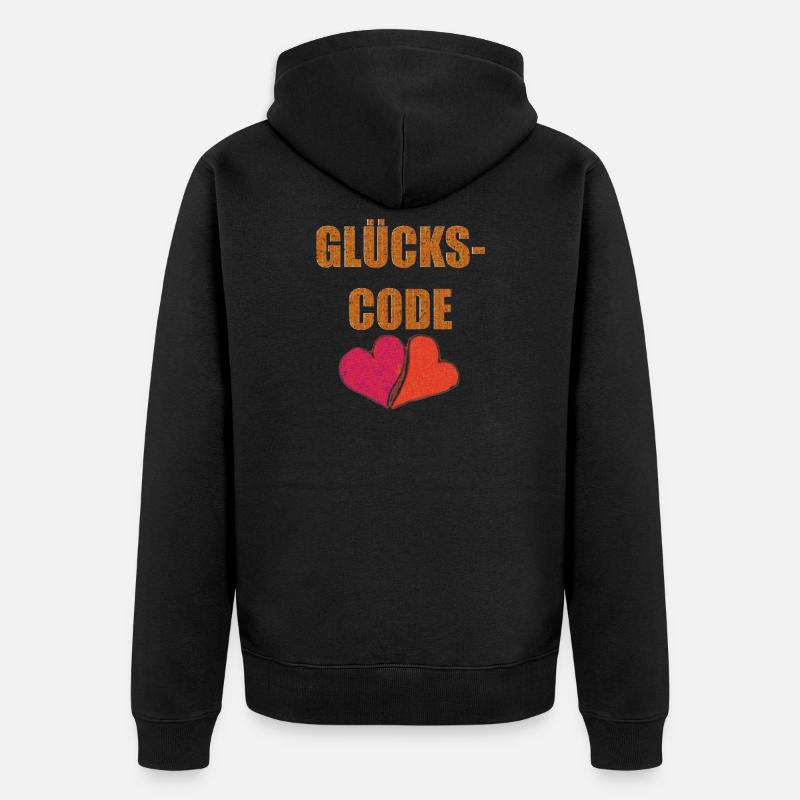 GLÜCKS CODE - Unisex Premium Bio Zip Hoodie - Schwarz