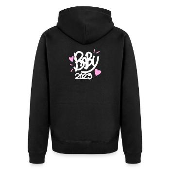 Bébé 2023 - Naissance Enceinte 2023 Grossesse - Veste à capuche bio Premium Unisexe - noir - Dos - Nico (187cm)