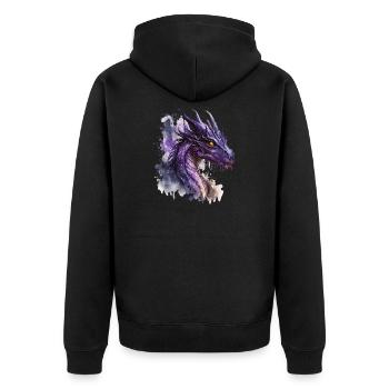 Aquarelle Violette Dragon - Veste à capuche bio Premium Unisexe - noir - Dos - Nico (187cm)