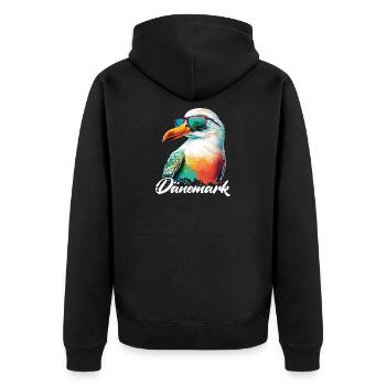 Denmark holiday cool colorful seagull with sunglasses - Unisex Premium Organic Zip Hoodie - black - Back - Nico (187cm)