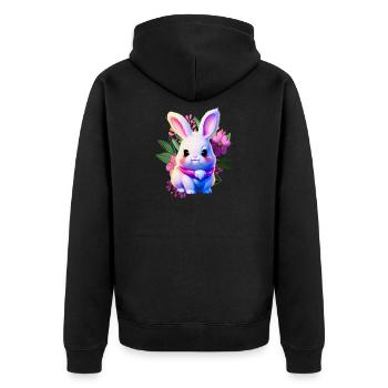 cute Easter Bunny Floral with Easter flowers - Unisex Premium Organic Zip Hoodie - black - Back - Nico (187cm)
